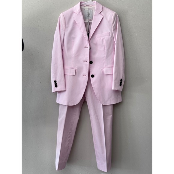 Bogner Pink Pantsuit Women's Sz 4 Cotton Blend Blazer Set Preppy Designer Luxury - Picture 4 of 16